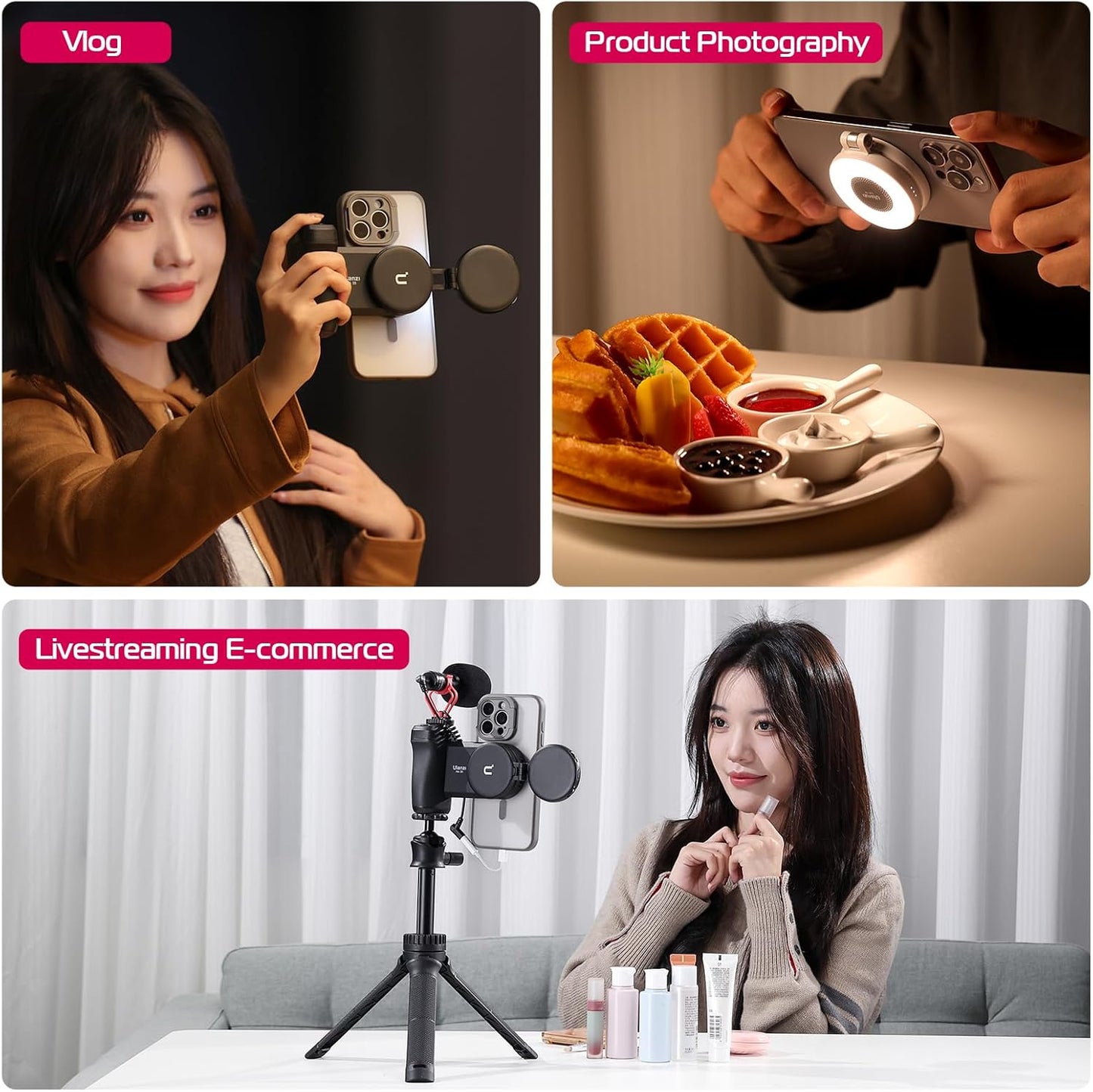 Ulanzi LM-19 Rechargeable Clip-On Selfie Ring Light – 5-in-1 Portable LED for Phones, TikTok & Video Calls